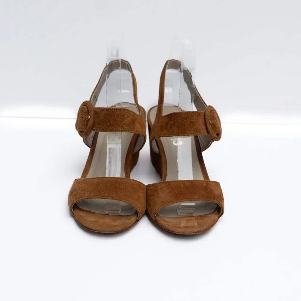 SAS Carine Wedge‎ Sandals Women’s 6M Camel Brown Suede Leather Made in Italy